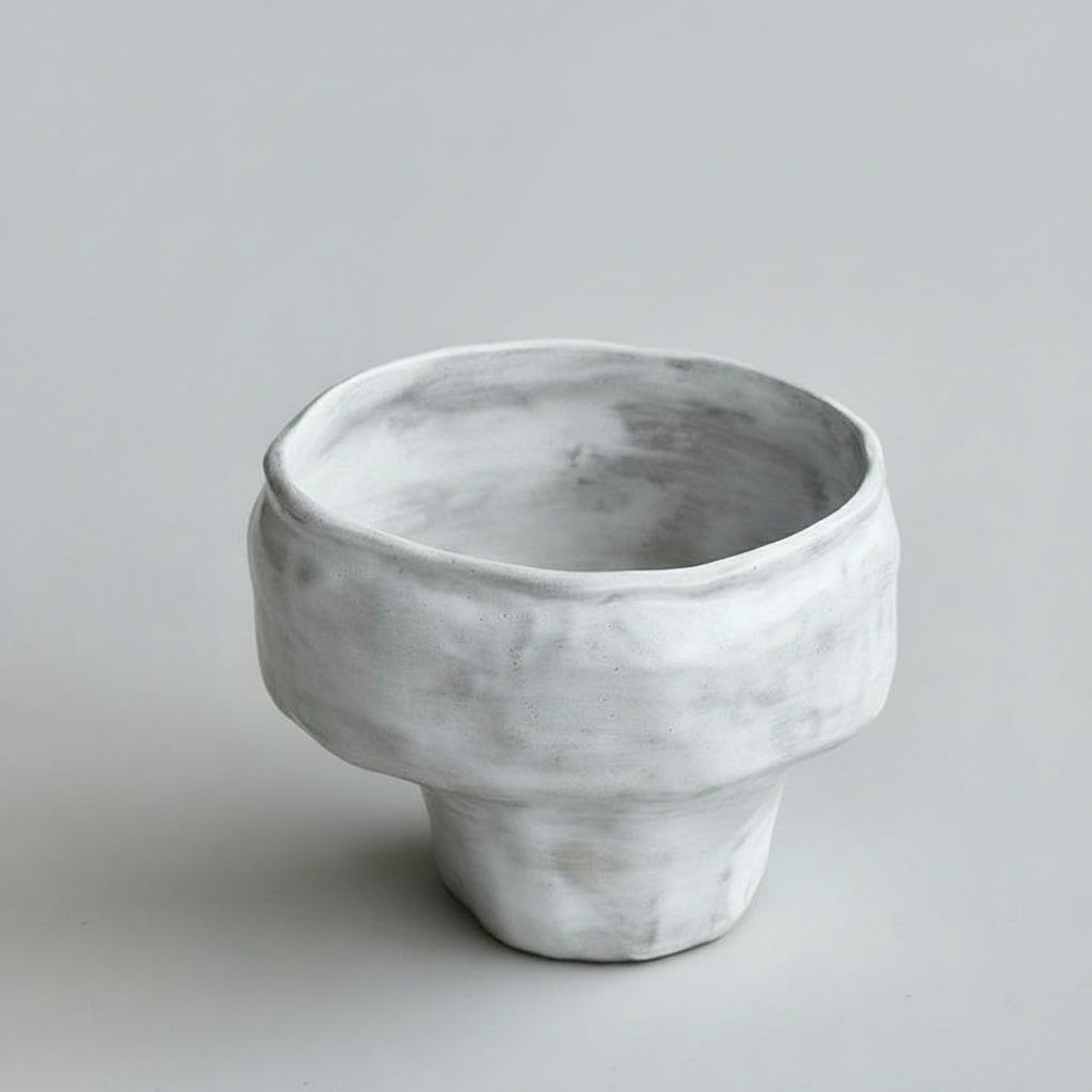 Matte Ceramic Organic Footed Bowl