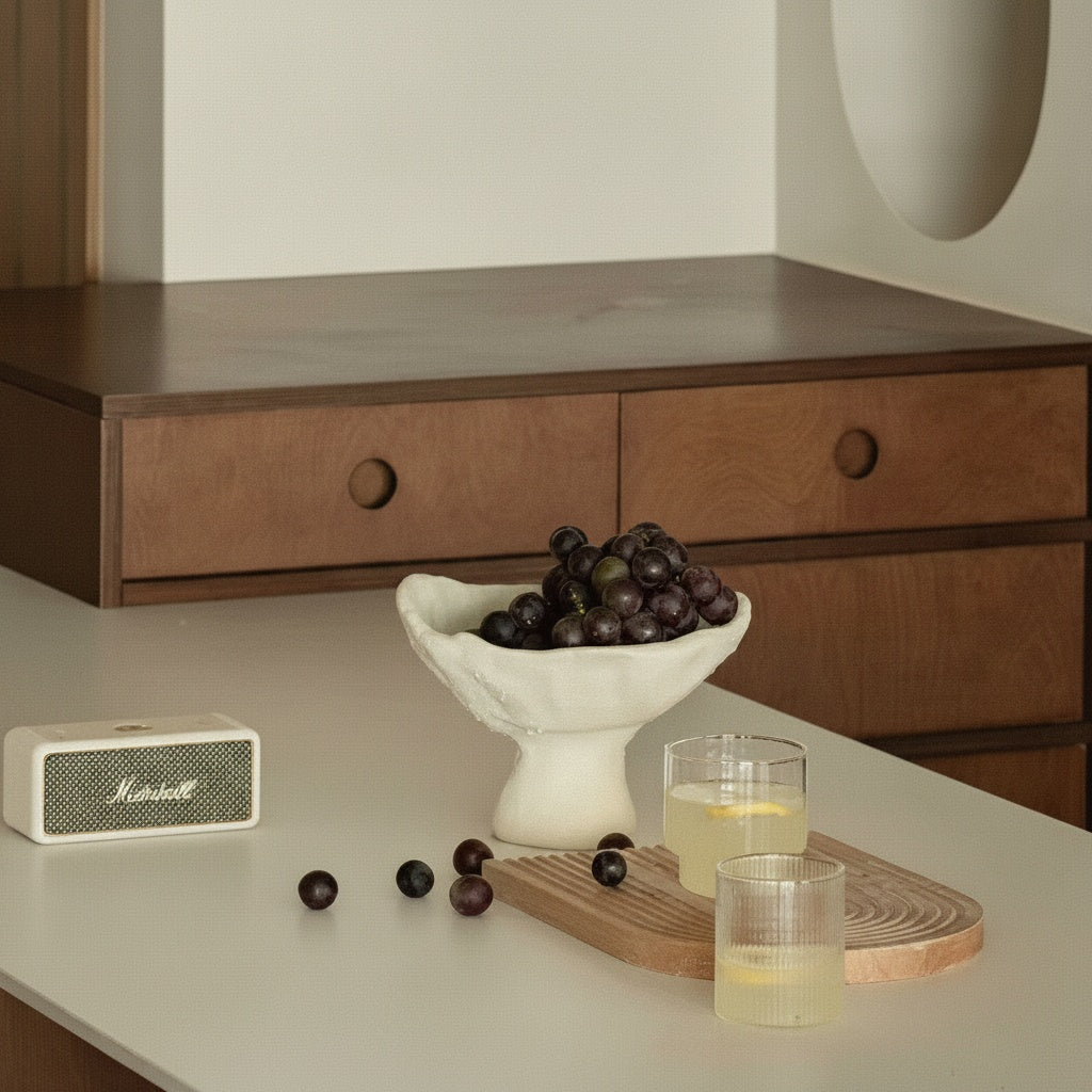 Matte Ceramic Organic Pedestal Bowl