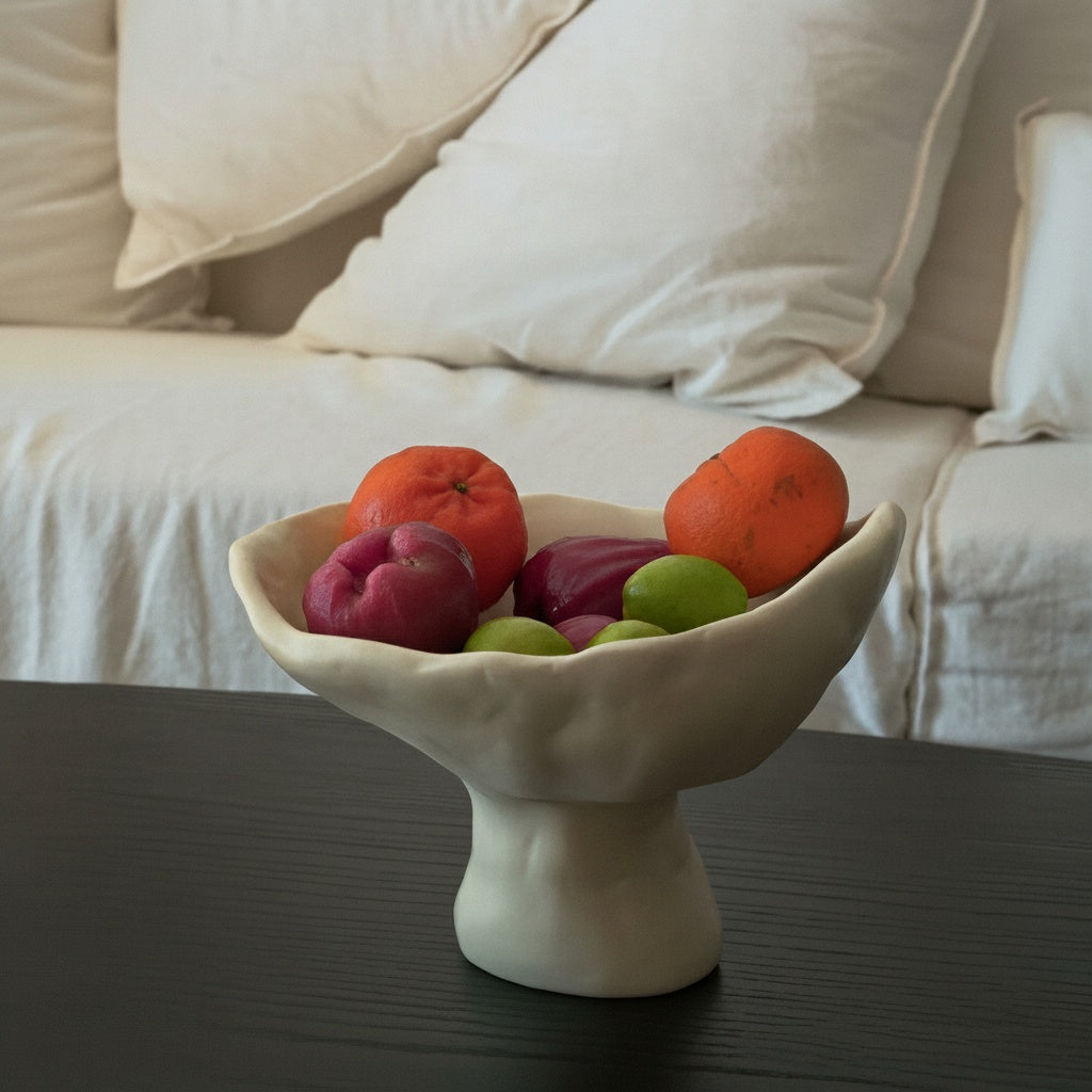 Matte Ceramic Organic Pedestal Bowl