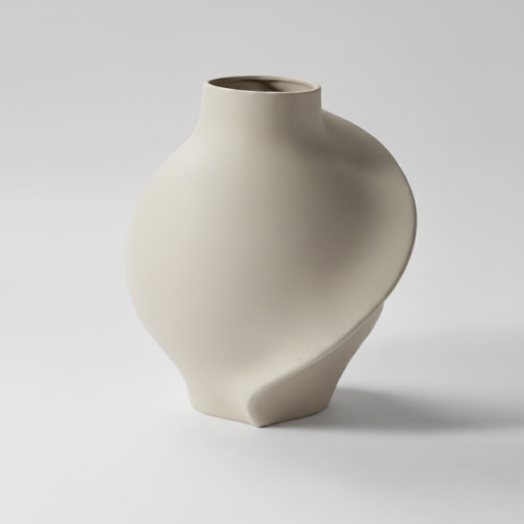 Matte Ceramic Sculptural Vase Front View