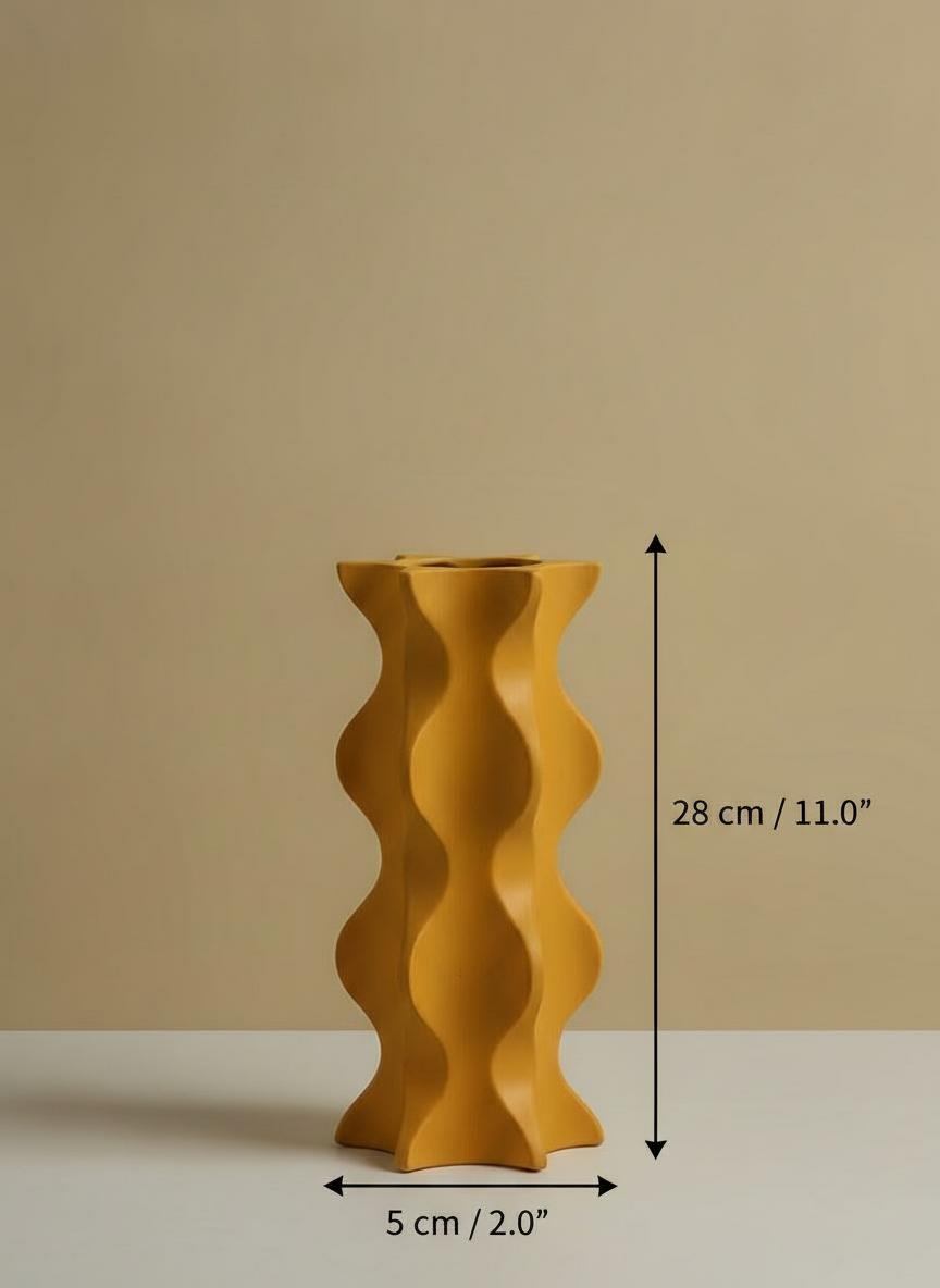 Tall orange matte ceramic wave vase dimensions