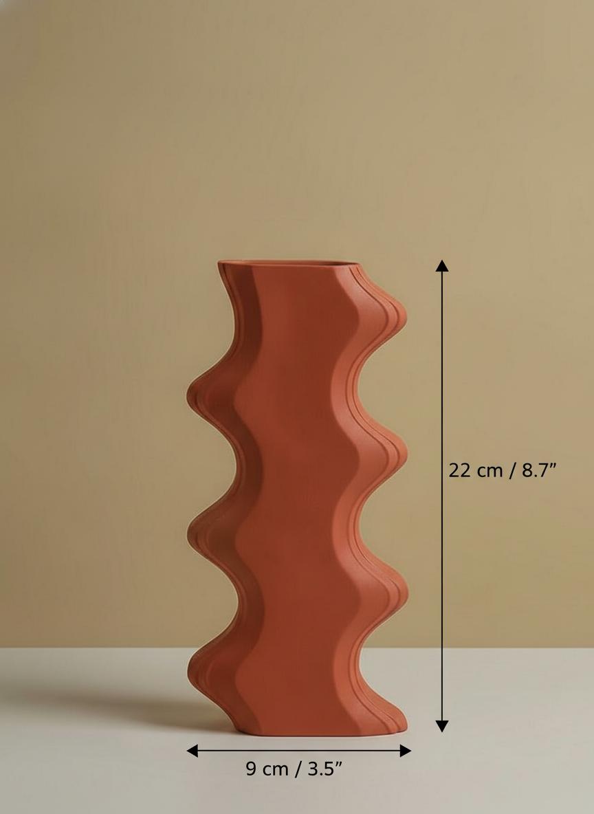 Short matte ceramic wave vase dimensions
