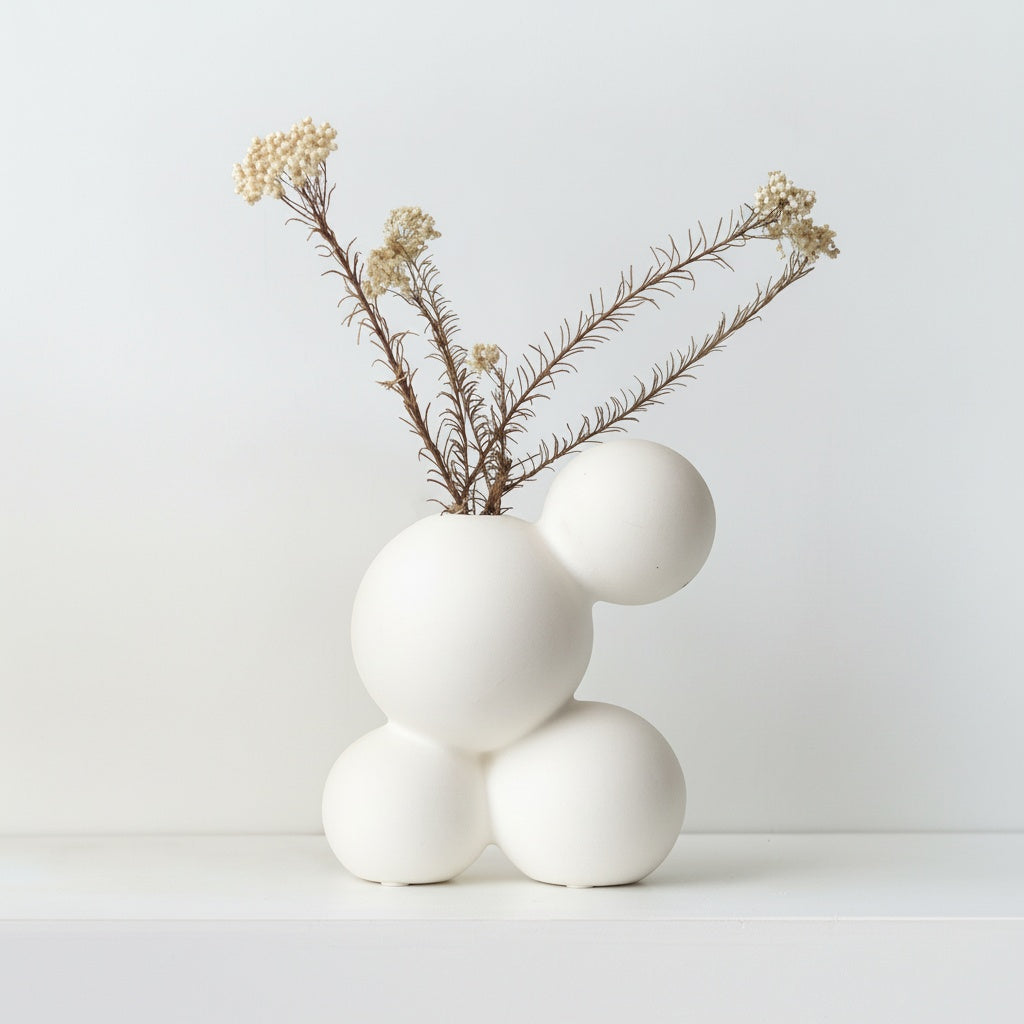 Matte Ceramic Spherical Cluster Vase Front View