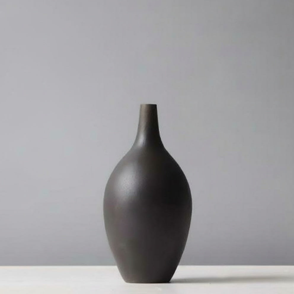 Matte Dark Metal Teardrop Vase