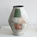 Matte Geometric Painted Ceramic Vase