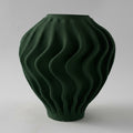 Matte Green Wavy Decorative Vase