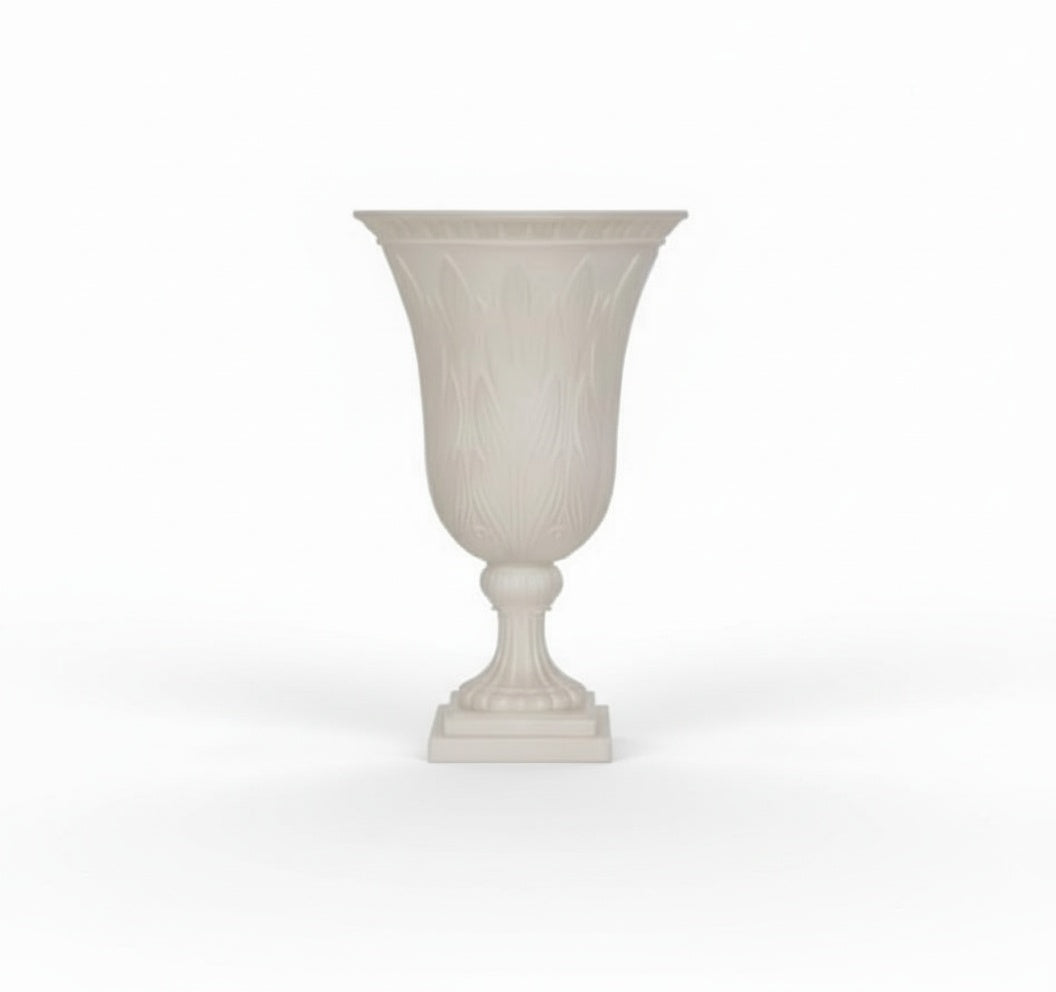 Matte Ivory Pedestal Urn Vase