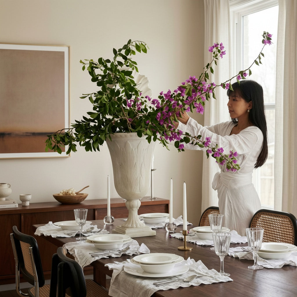 Matte Ivory Pedestal Urn Vase
