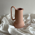 Matte Pink Ceramic Pitcher with Ribbed Base