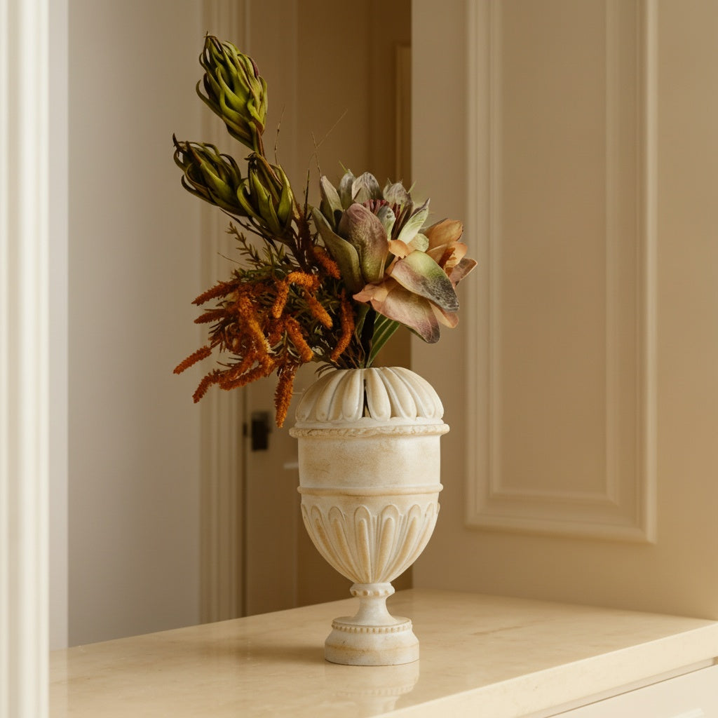 Matte Stone Finish Pedestal Urn