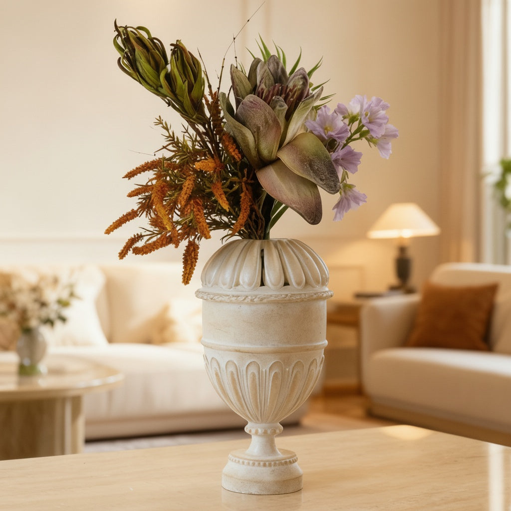 Matte Stone Finish Pedestal Urn