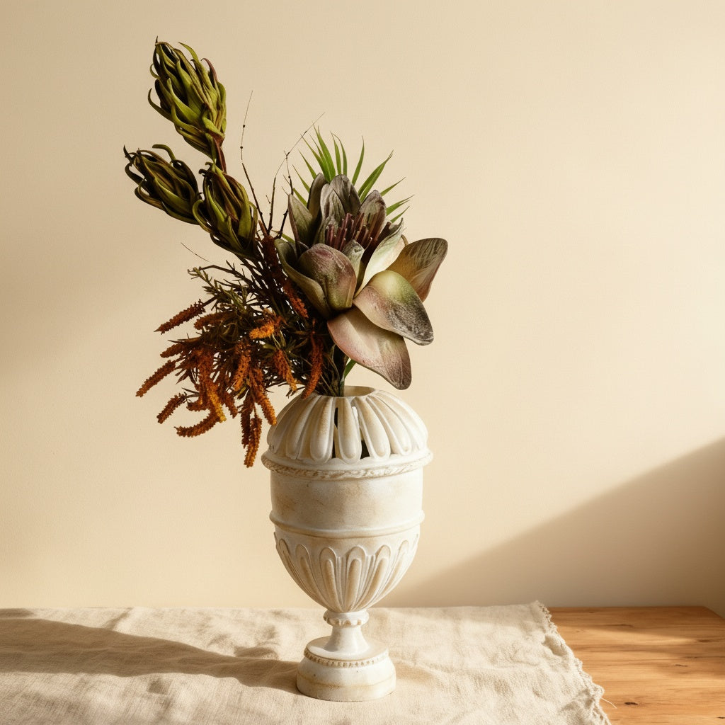 Matte Stone Finish Pedestal Urn