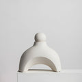 Matte White Ceramic Abstract Arch And Sphere Sculpture