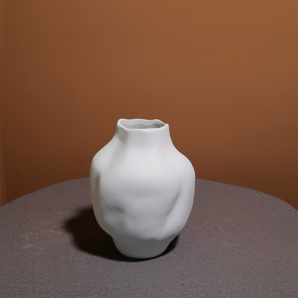 Matte White Ceramic Organic Sculptural Vase