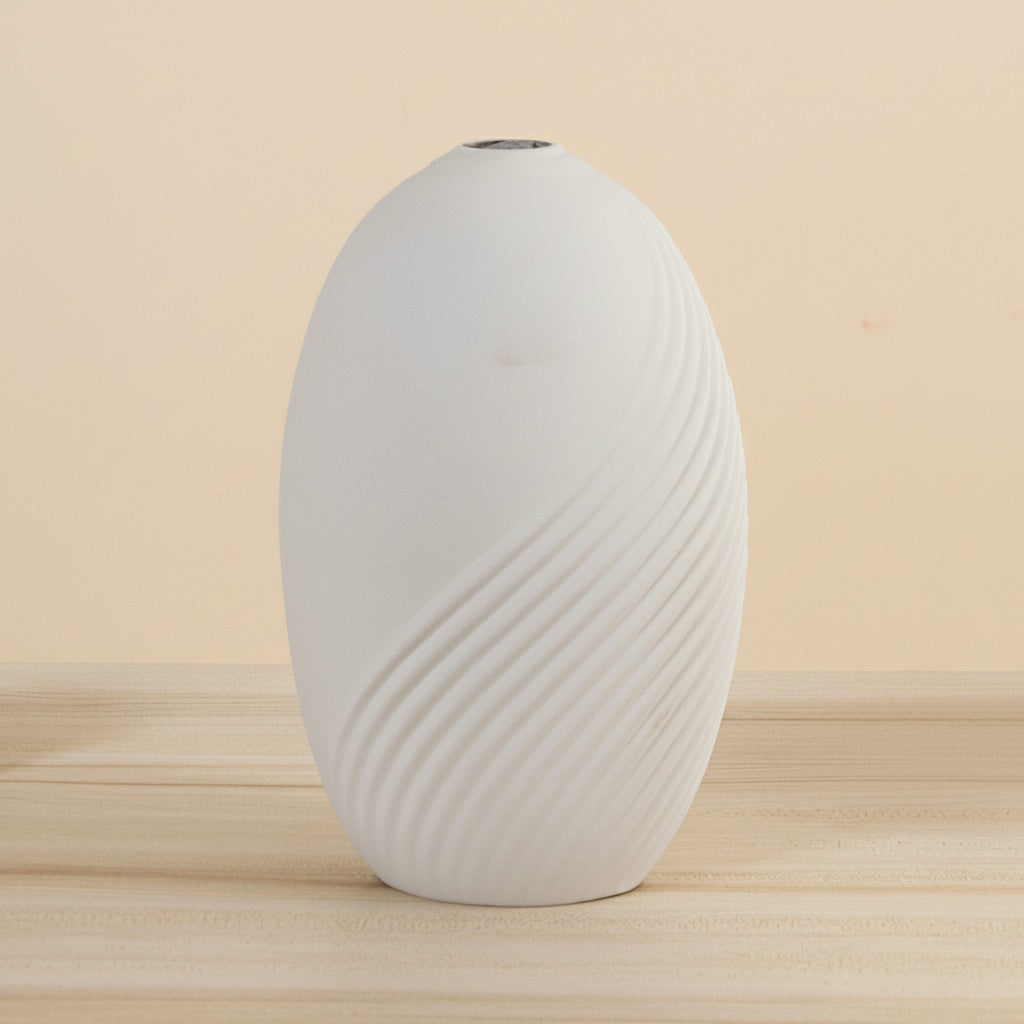 Matte White Ceramic Oval Vase