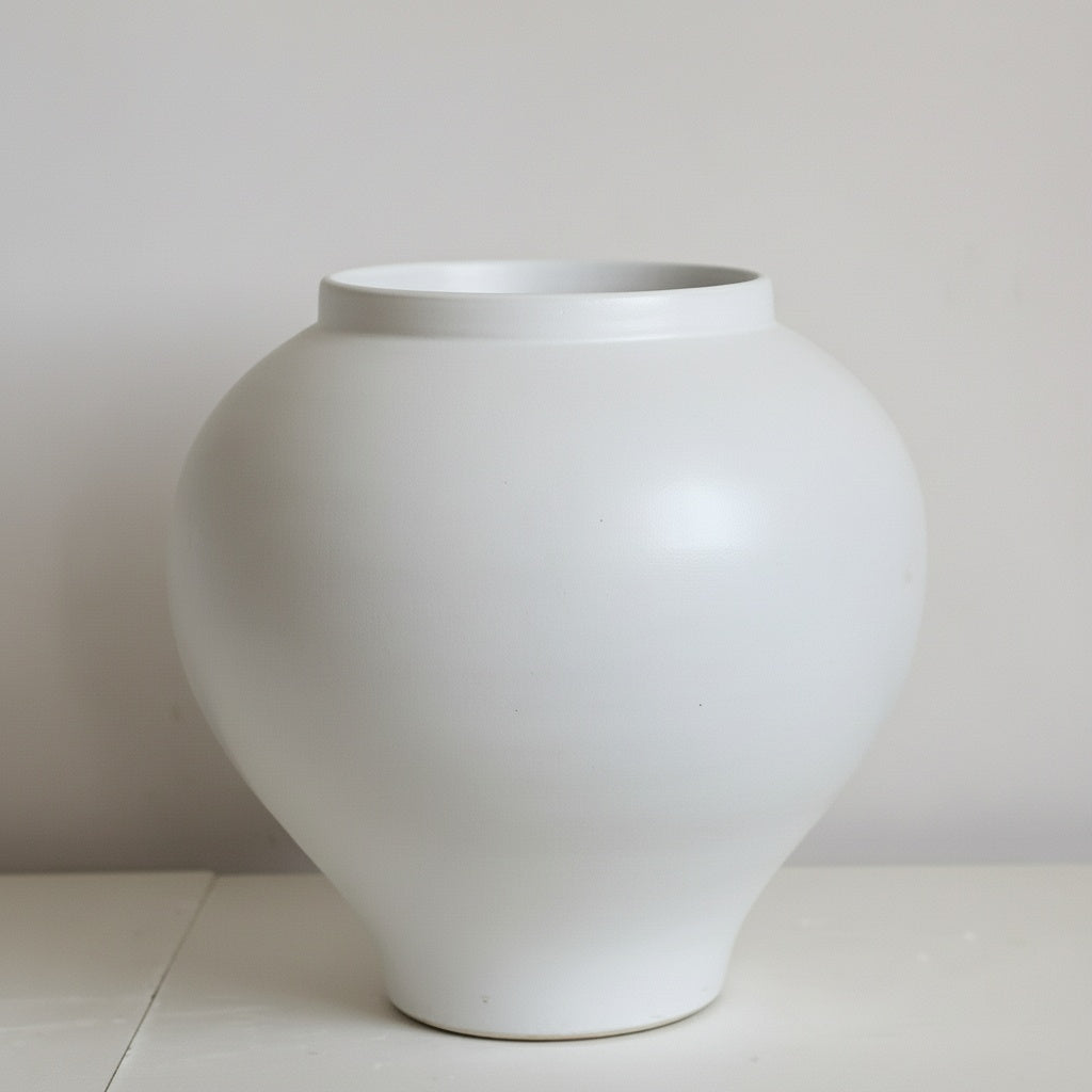 Matte White Ceramic Round Vase