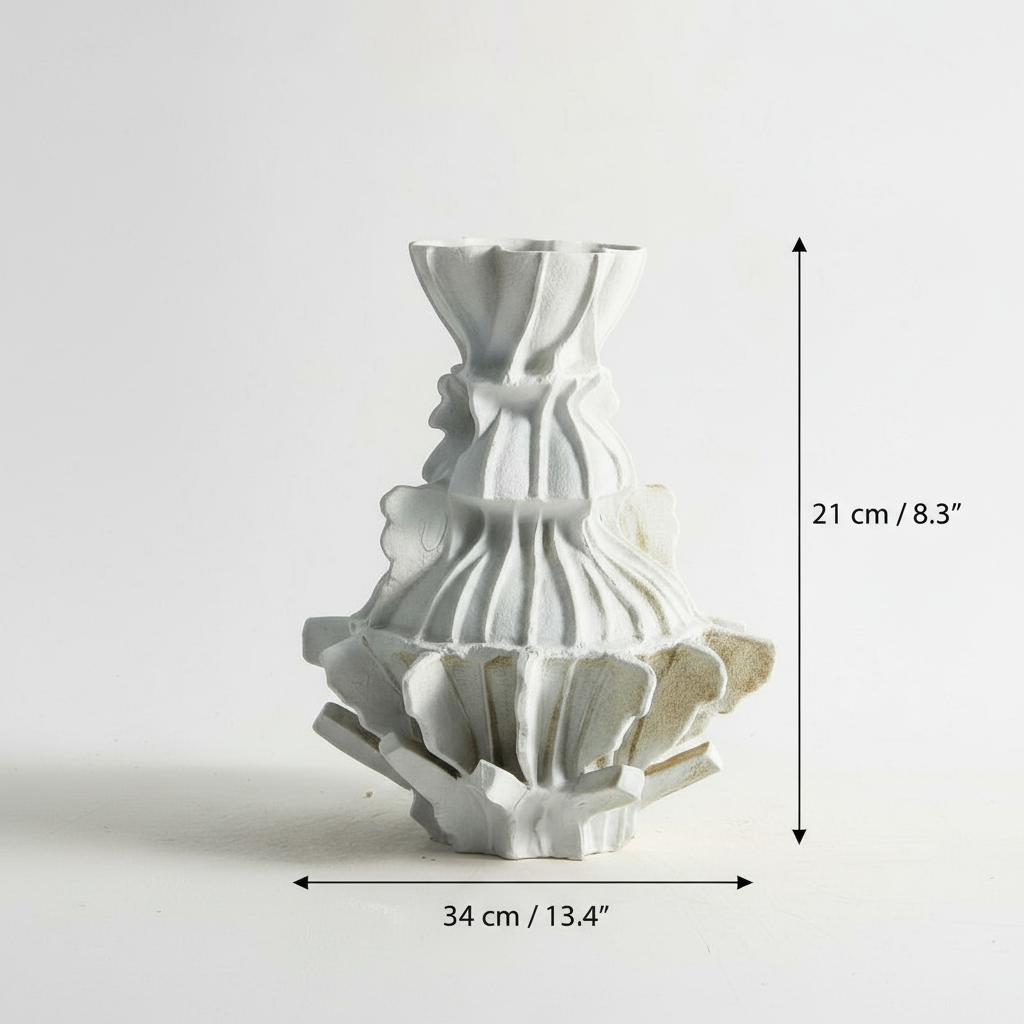 Medium fluted ceramic vase dimensions 34cm width 21cm height