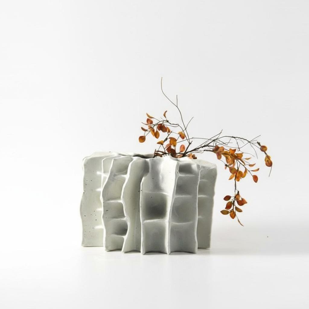 Large architectural white vase styling with branch