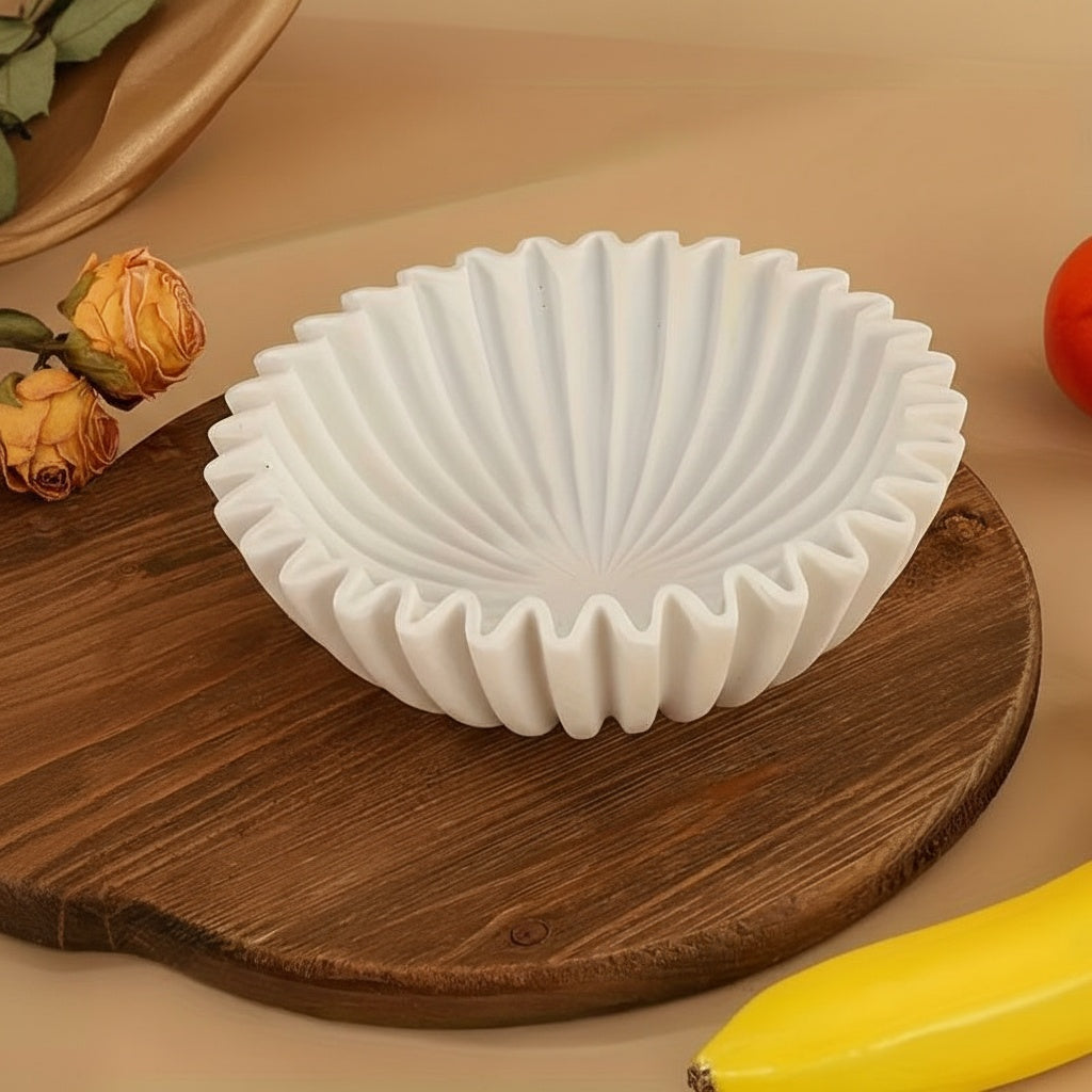 Matte White Fluted Decorative Bowl