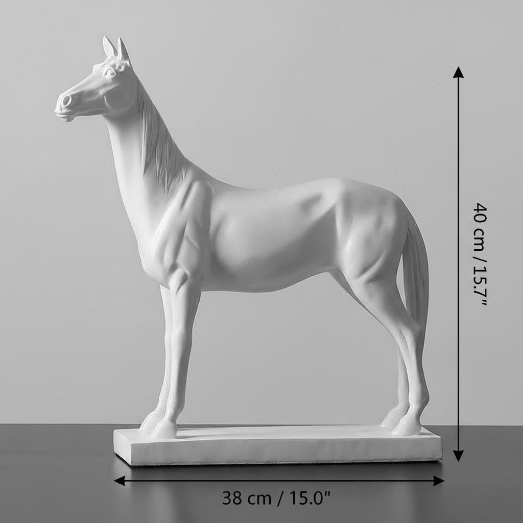 Dimensions diagram of large horse sculpture