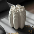 Matte White Ribbed Vase