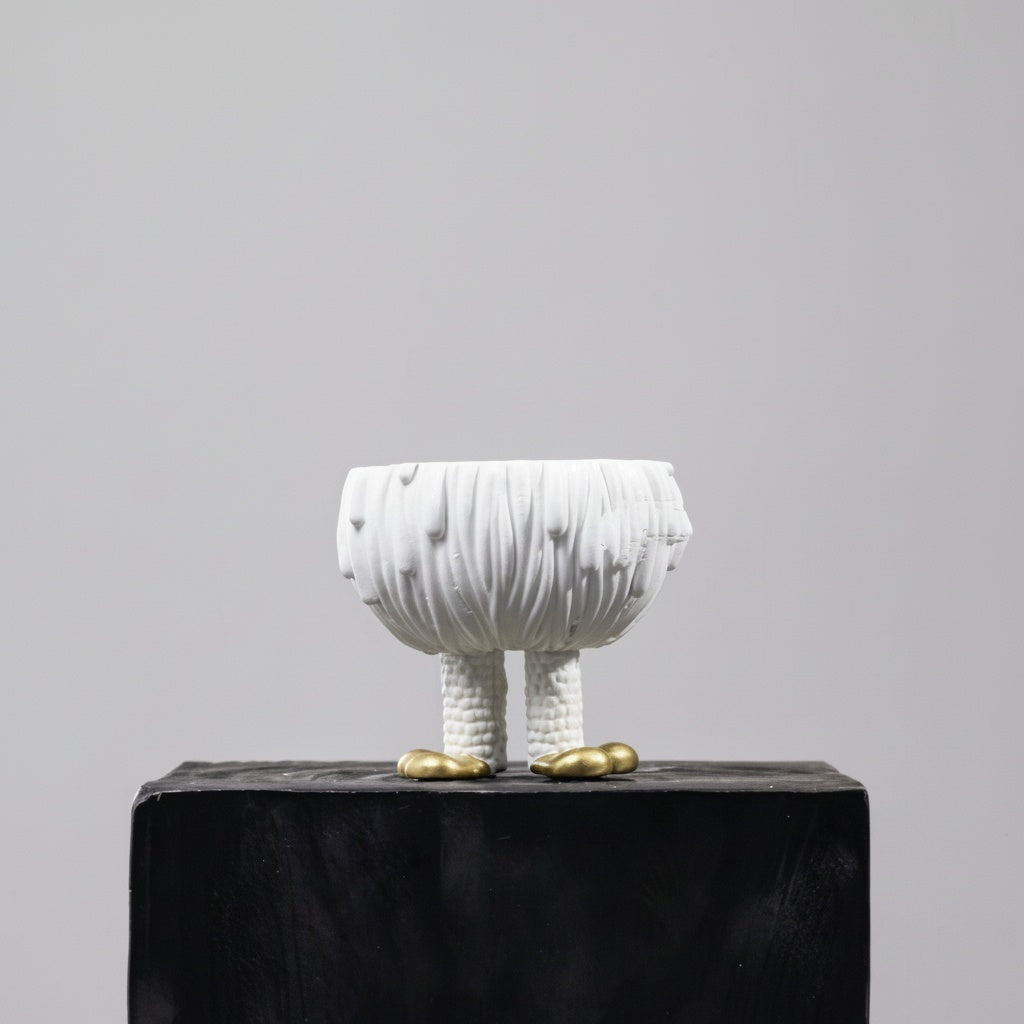 Matte White Sculptural Footed Bowl