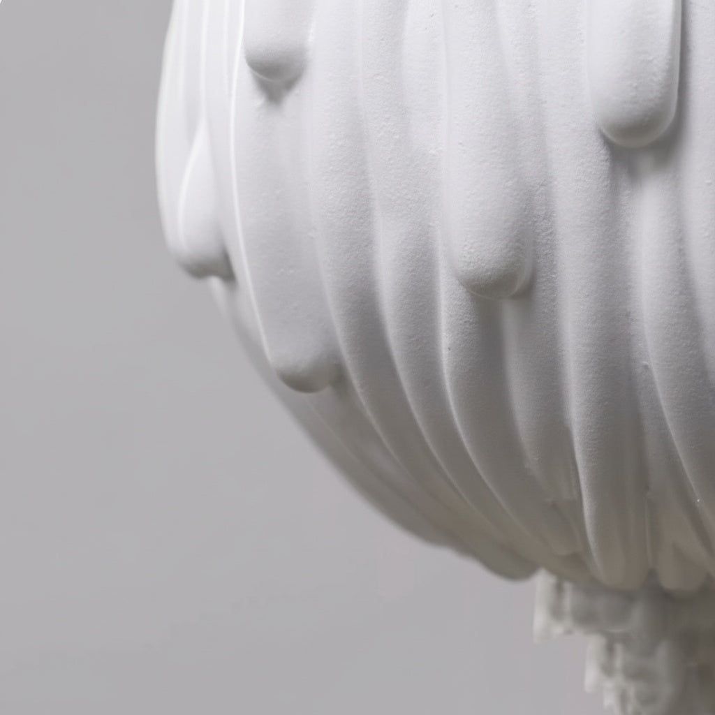 Matte White Sculptural Footed Bowl Surface Texture