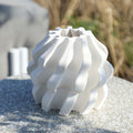 Matte White Wavy Sculptural Vase