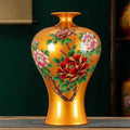 Metallic Gold Floral Ceramic Baluster Vase