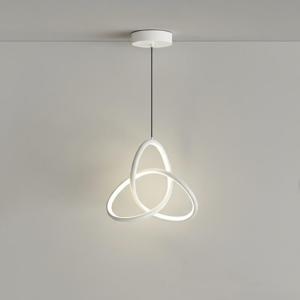 Illuminated white LED geometric pendant light detail