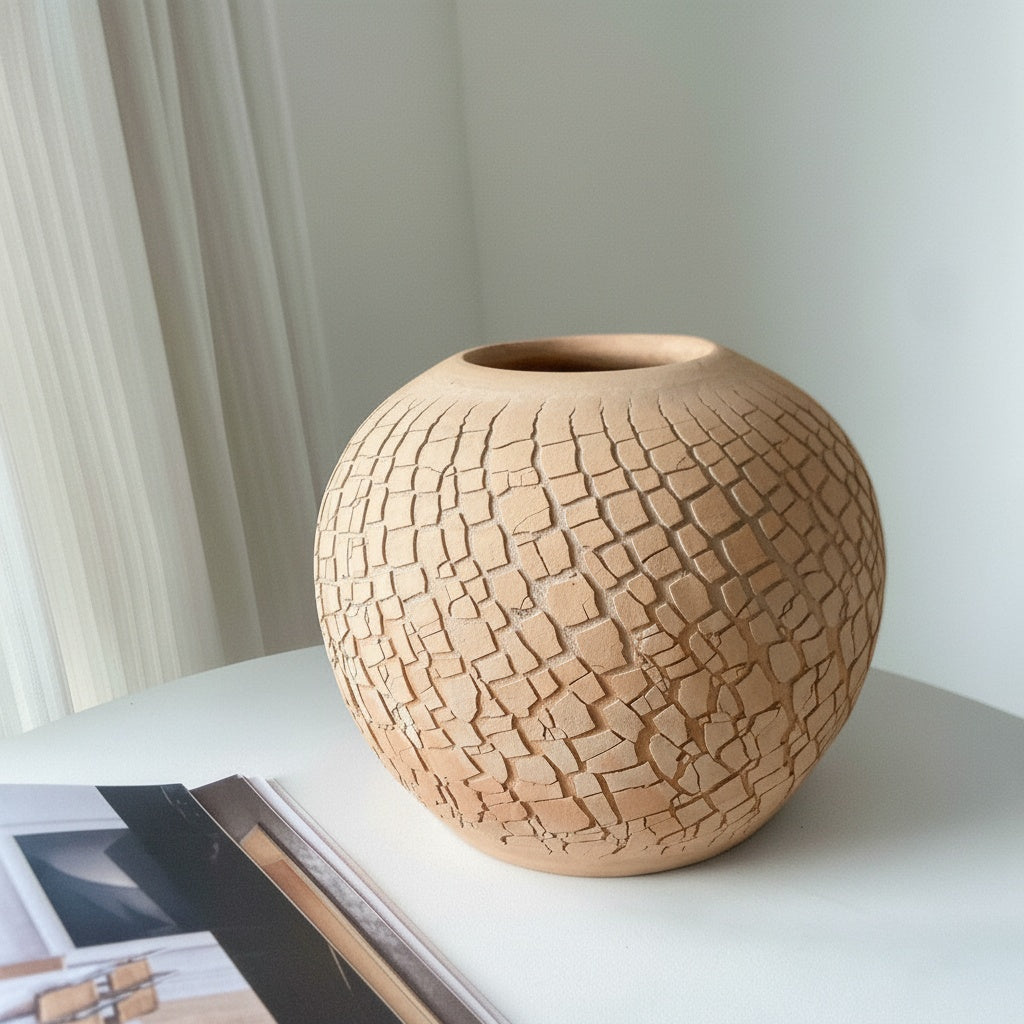 Mosaic Patterned Ceramic Spherical Vase