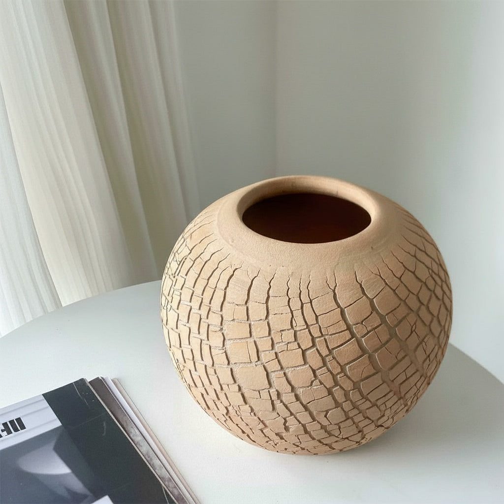 Mosaic Patterned Ceramic Spherical Vase Angled