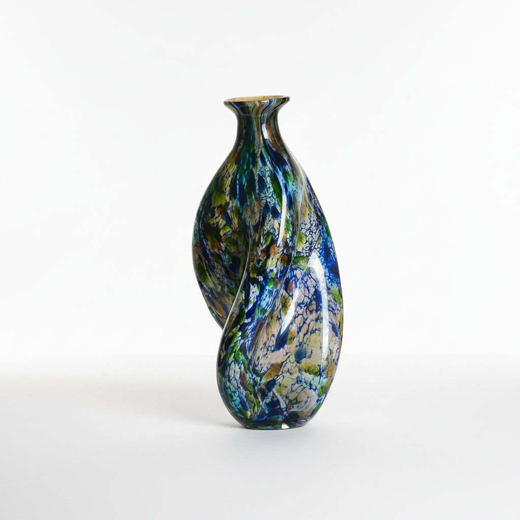 Multicolor Art Glass Sculptural Vase