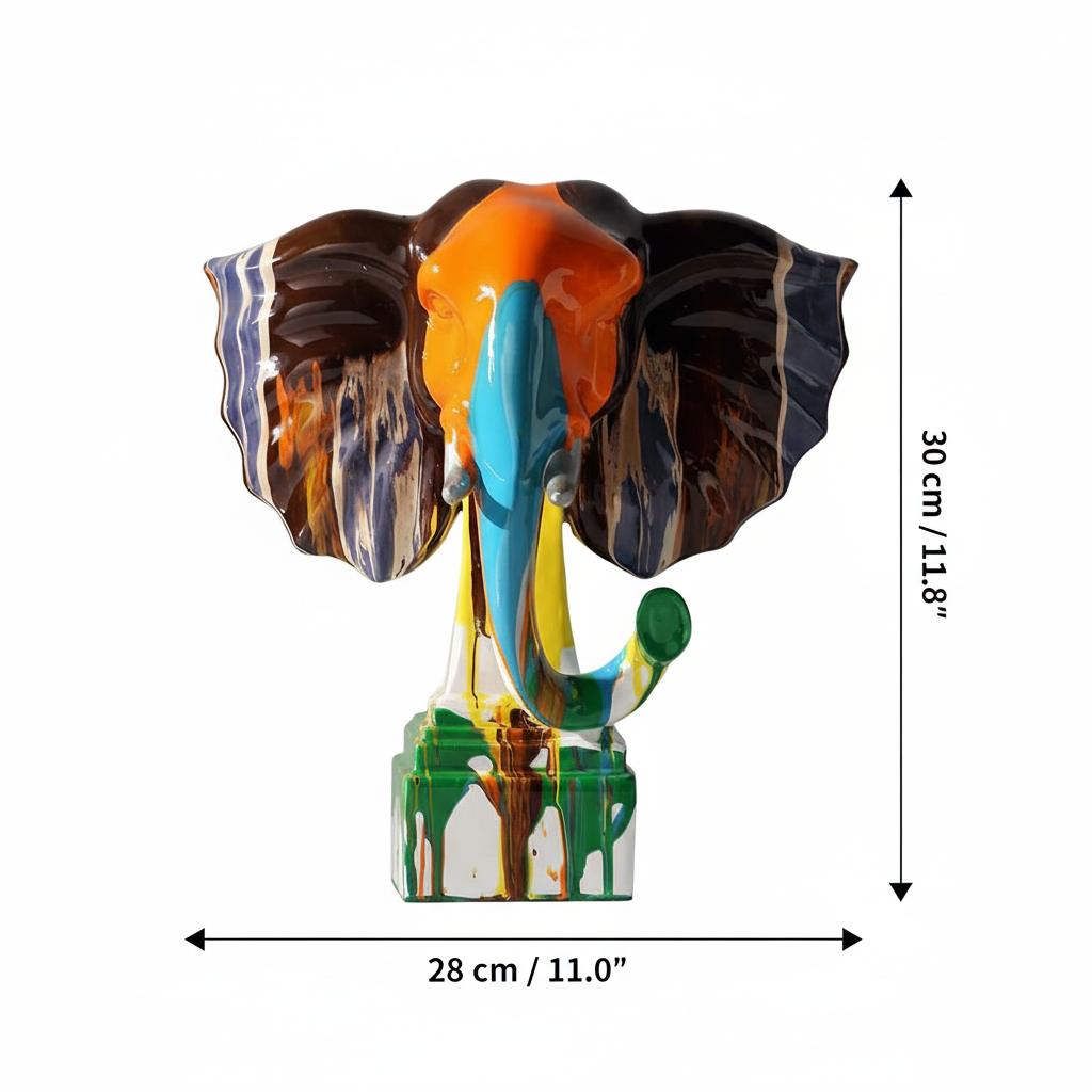 Dimension diagram of the large elephant sculpture