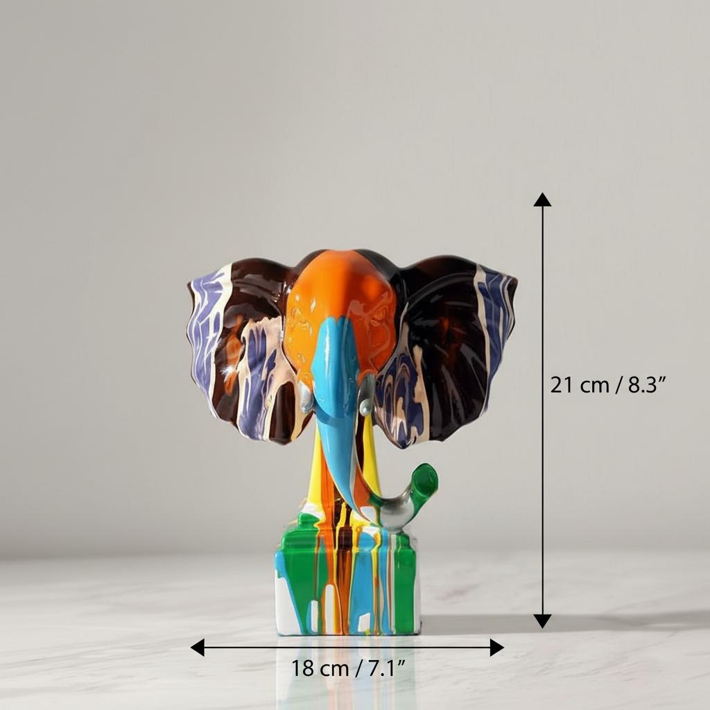 Dimension diagram of the medium elephant sculpture