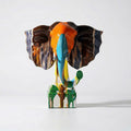 Colorful elephant sculpture on a white background