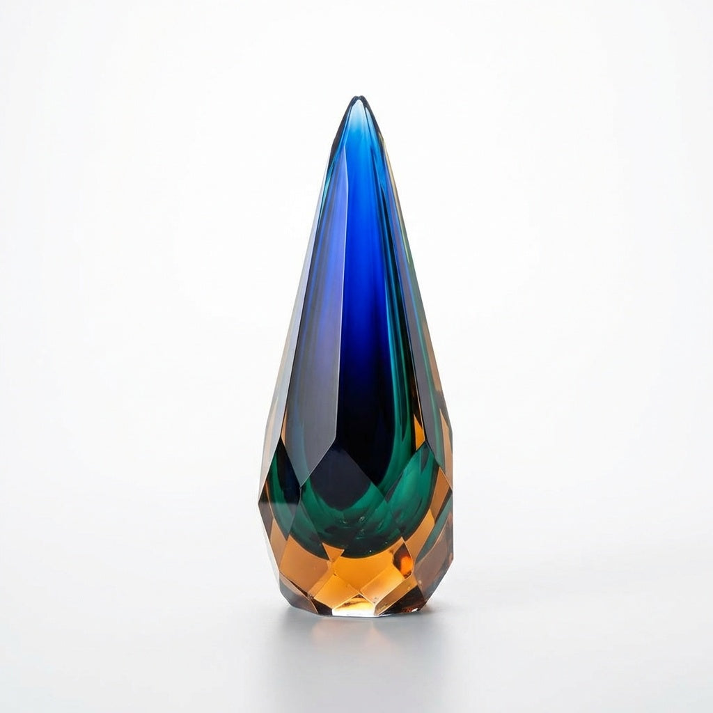 Side profile highlighting the tall teardrop shape and clarity