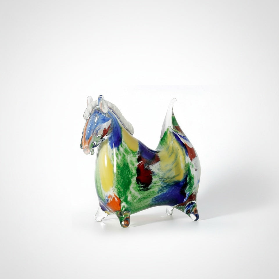 Multicolor Glass Horse Sculpture