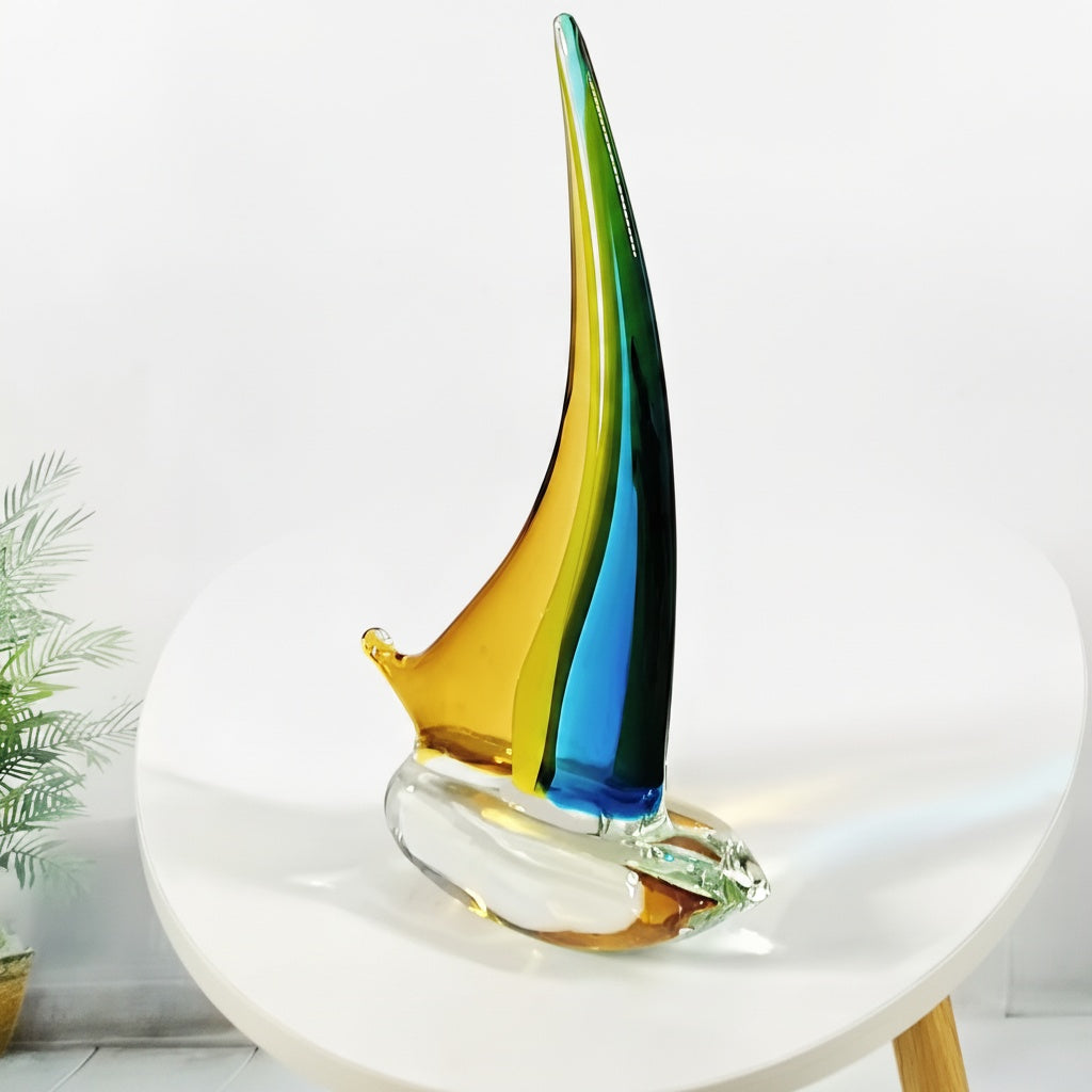 Multicolor Glass Sailboat Sculpture