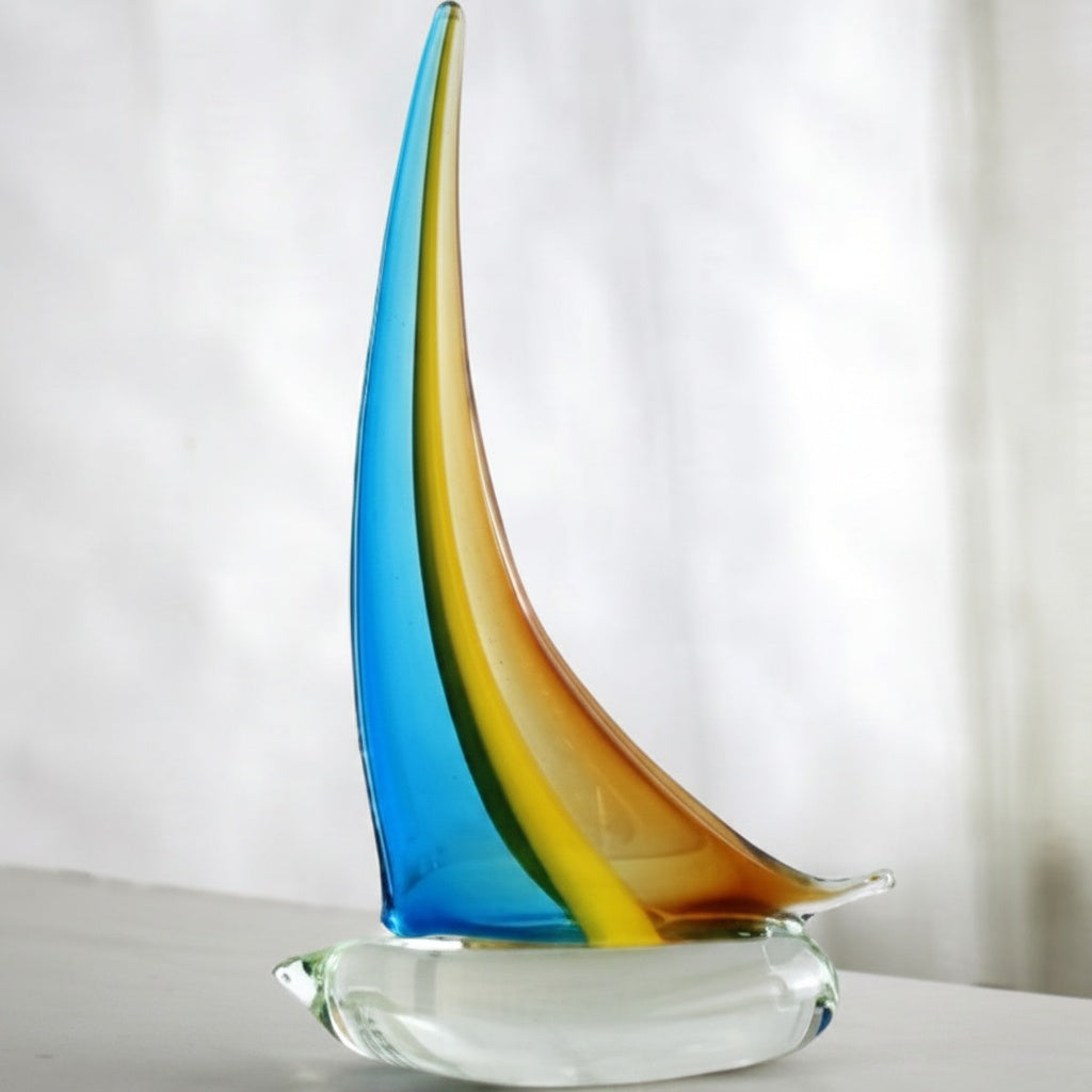 Multicolor Glass Sailboat Sculpture