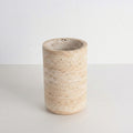 Large beige cave stone cylinder vase front view