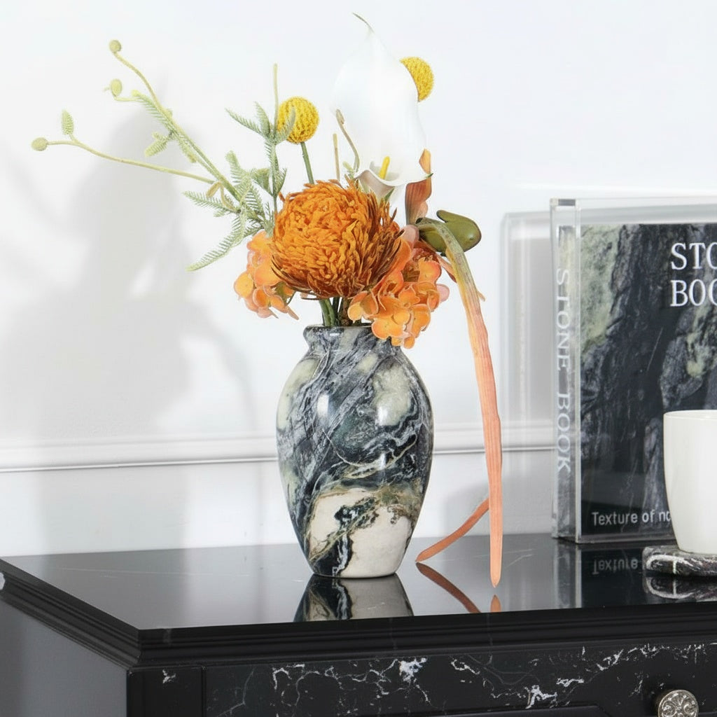 Natural Green Marble Ovoid Vase