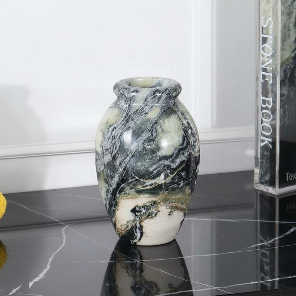 Natural Green Marble Ovoid Vase