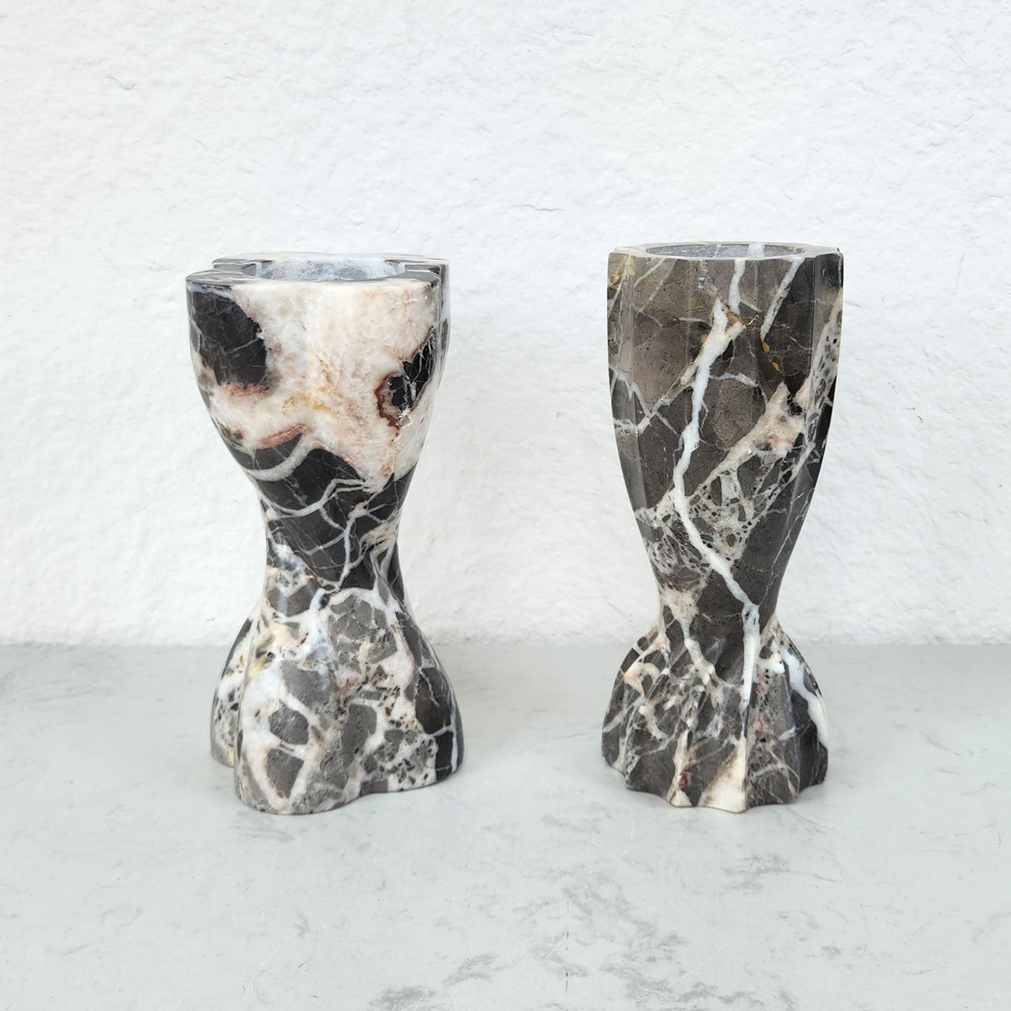 Side by side comparison of both marble variations