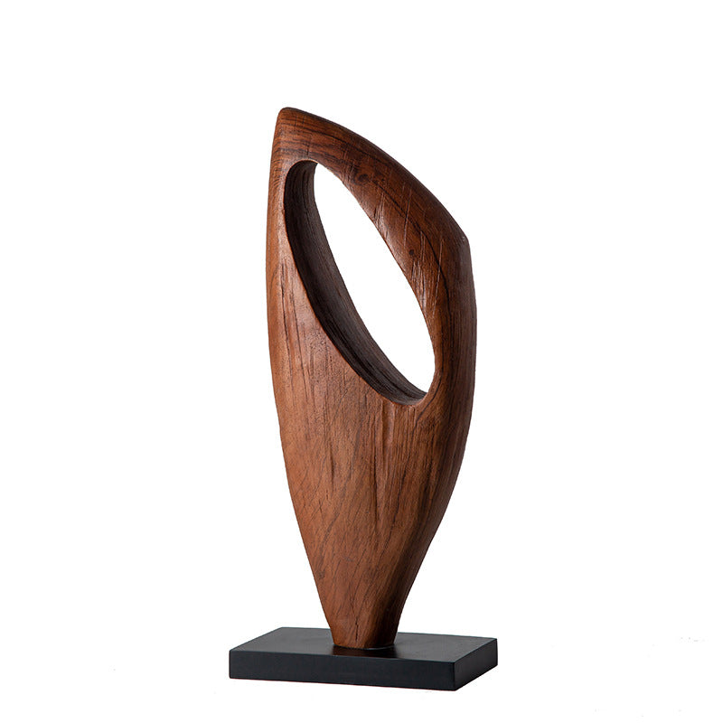 Abstract wood sculpture tall front view