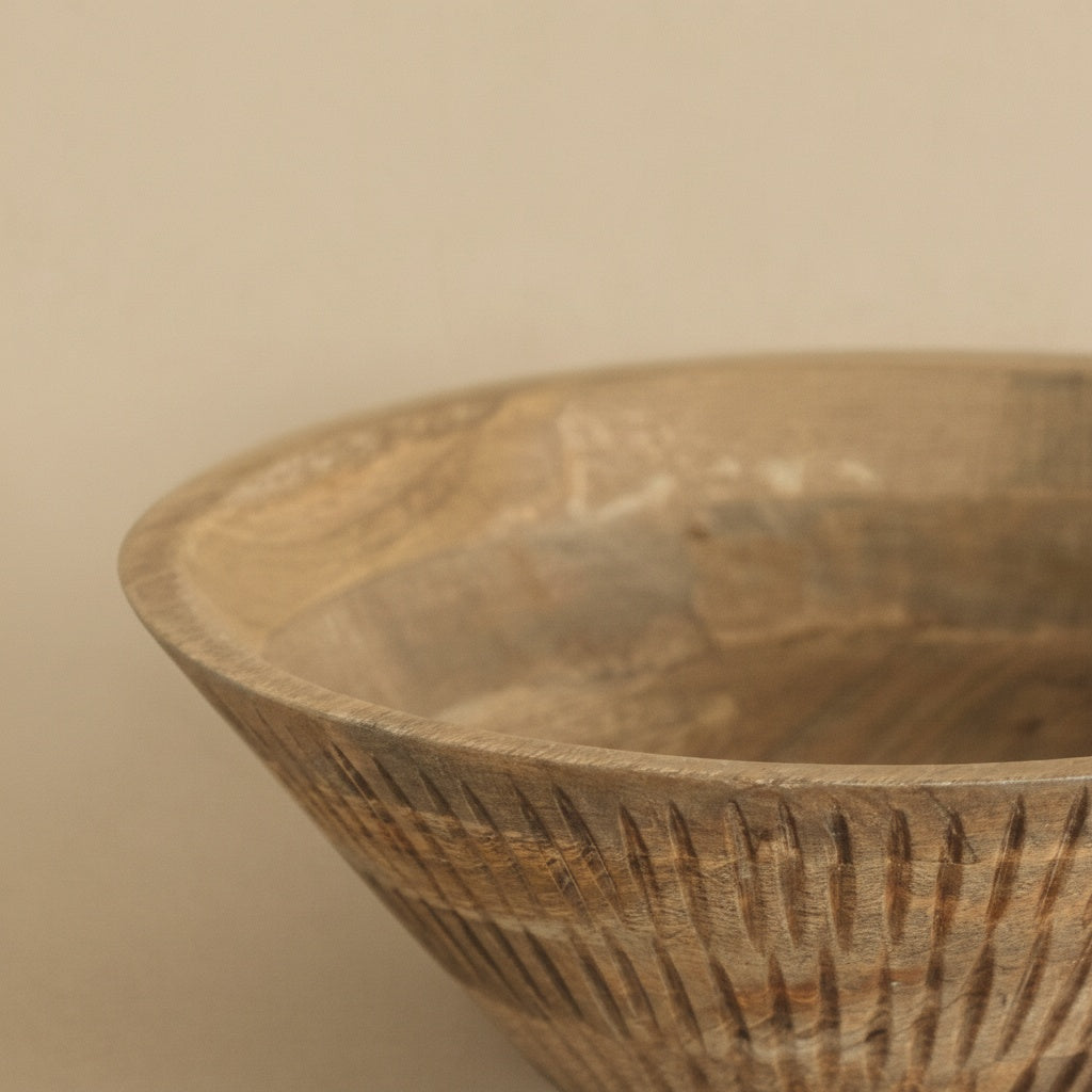 Close up detail of fluted wood texture