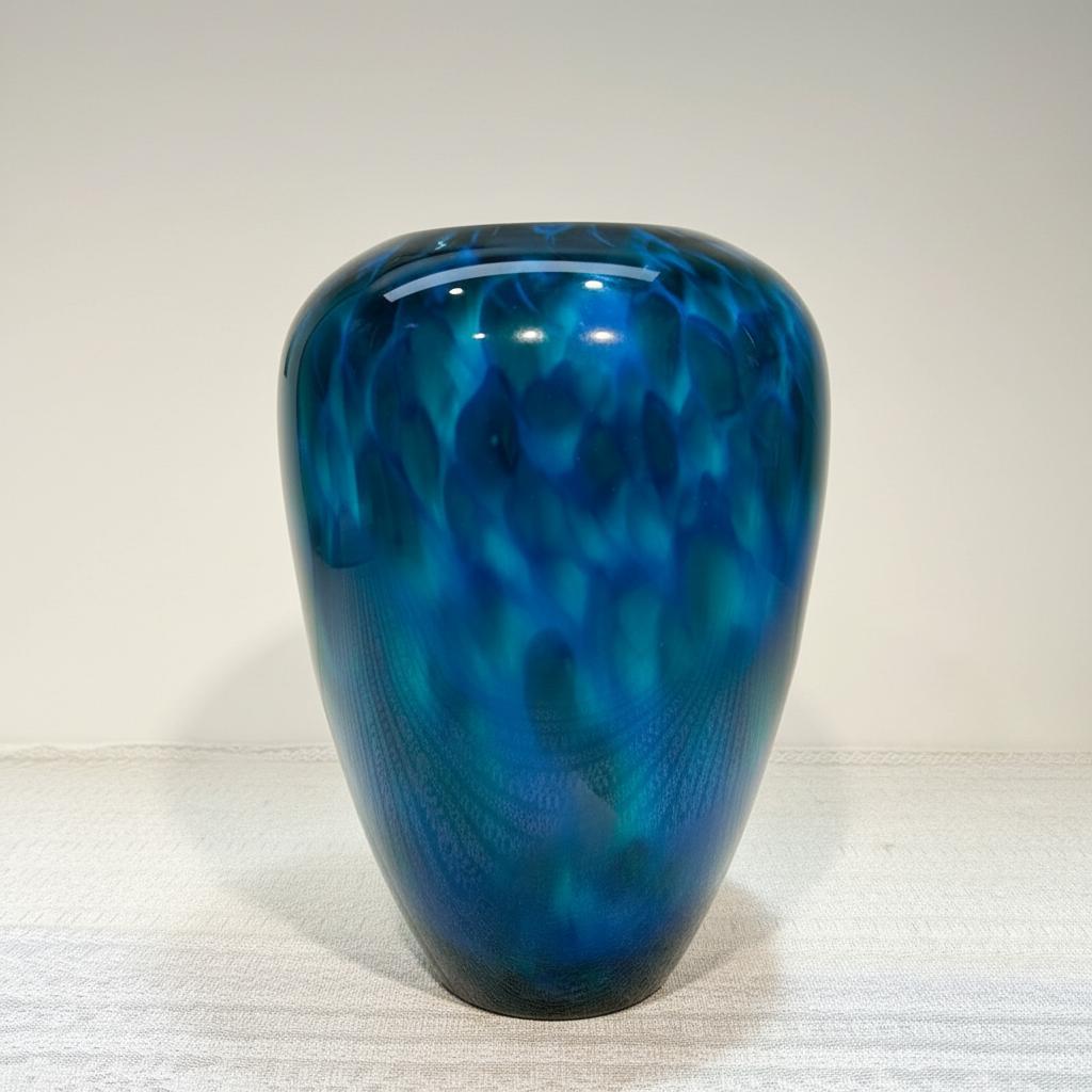 Close up detail of blue swirl glass texture