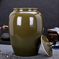 Olive Ceramic Lidded Storage Jar