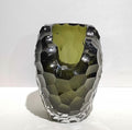 Medium olive green crystal vase dimensions 22cm height