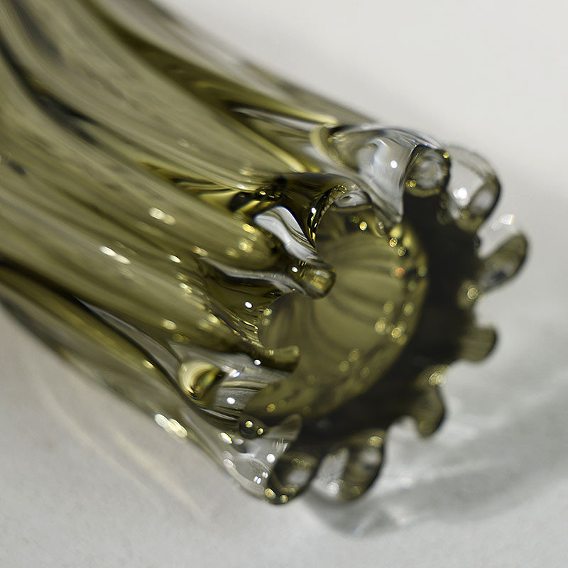 Close up detail of glass ridges and texture